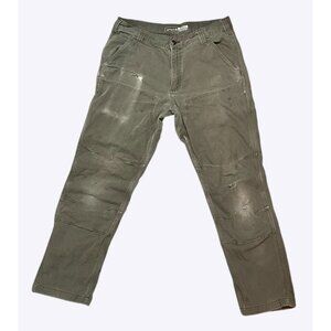 Carhartt Relaxed Rugged Flex Double Front Work Pants khaki  33x32 Distressed